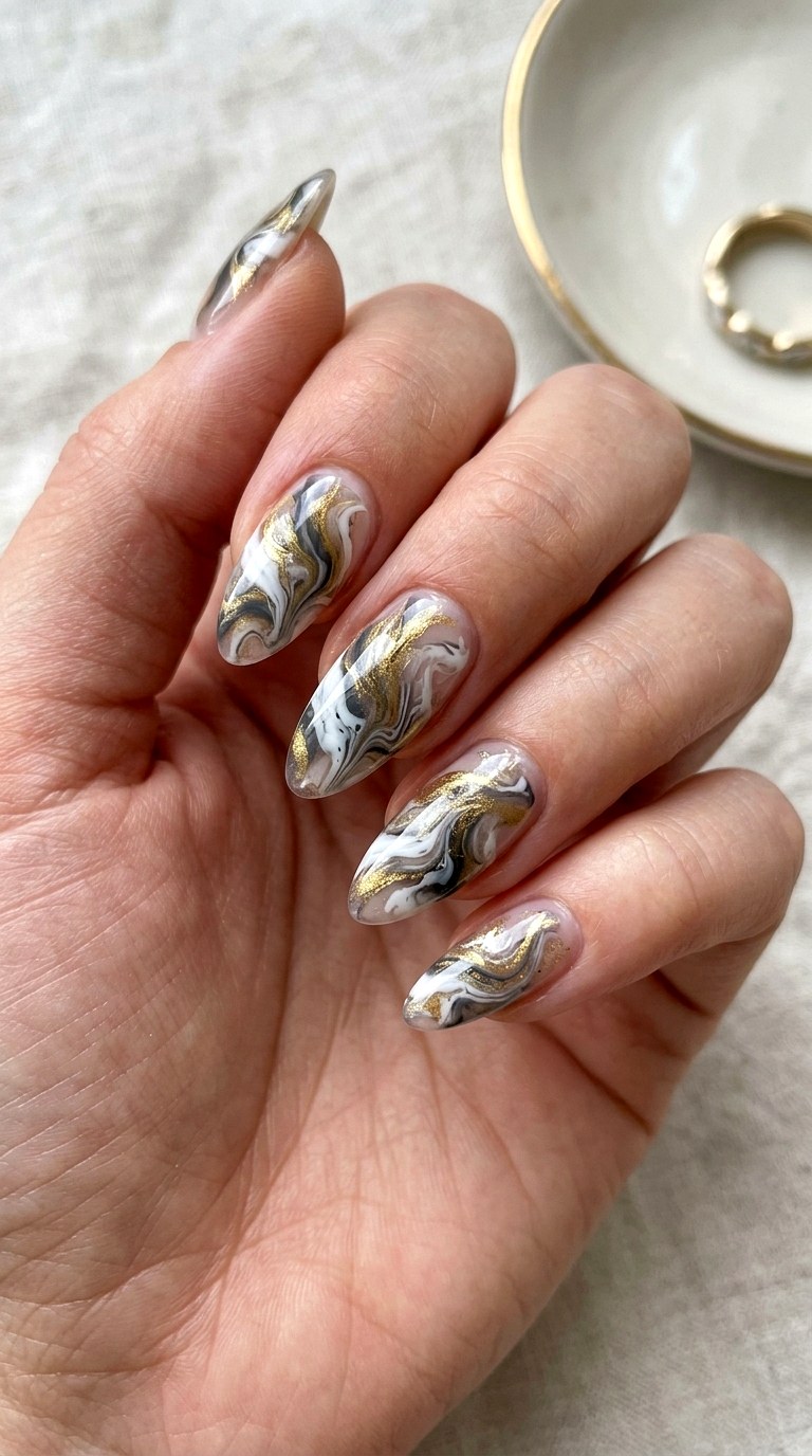 Abstract Fluid Art Waves - 24 Easy Nail Design Ideas