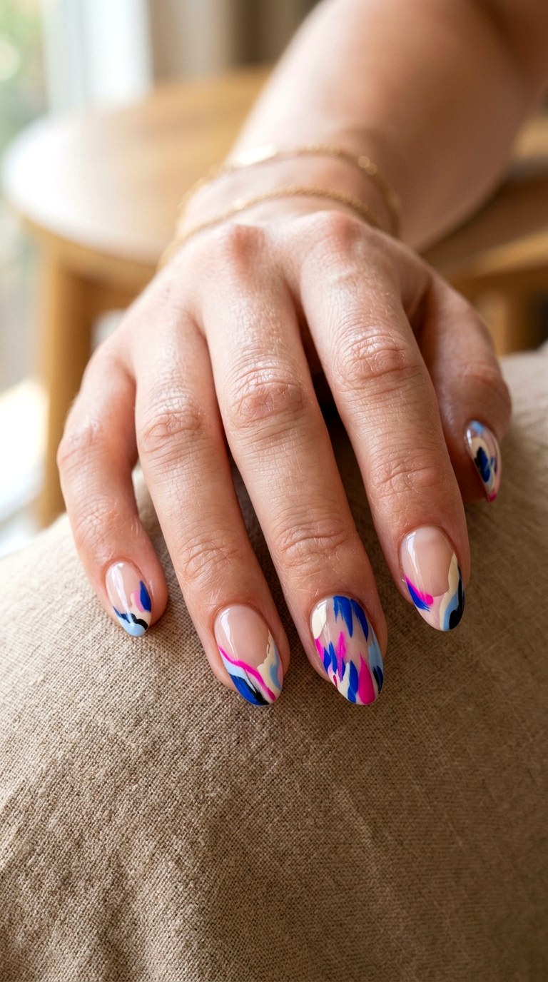 Abstract Pink and Blue French Nails - 23 pink and blue french tip nails