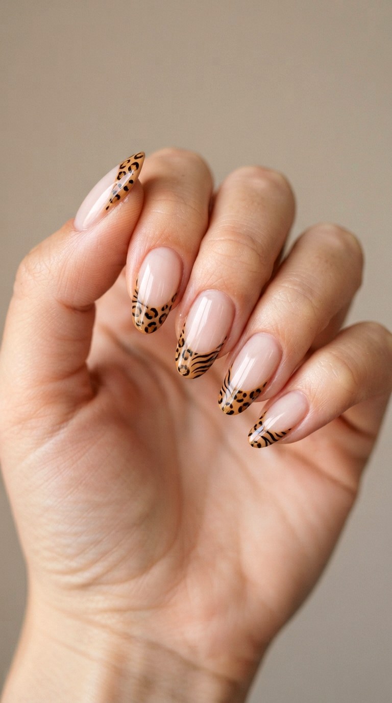Animal Print French Tip Nail Art - 24 thick french tip nail art designs