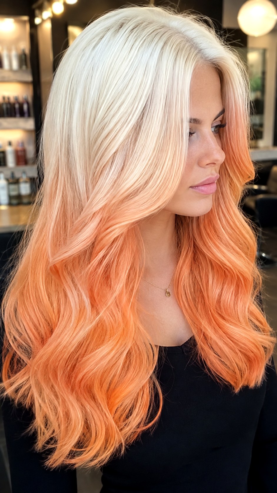 Apricot Balayage on Platinum Base - 25 Golden Apricot Hair Color Ideas