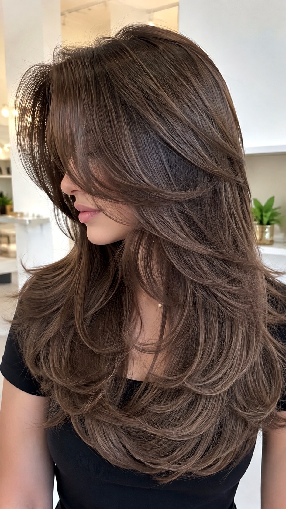 Ash Brown Butterfly Layered Cut - 23 butterfly haircut long layers ideas