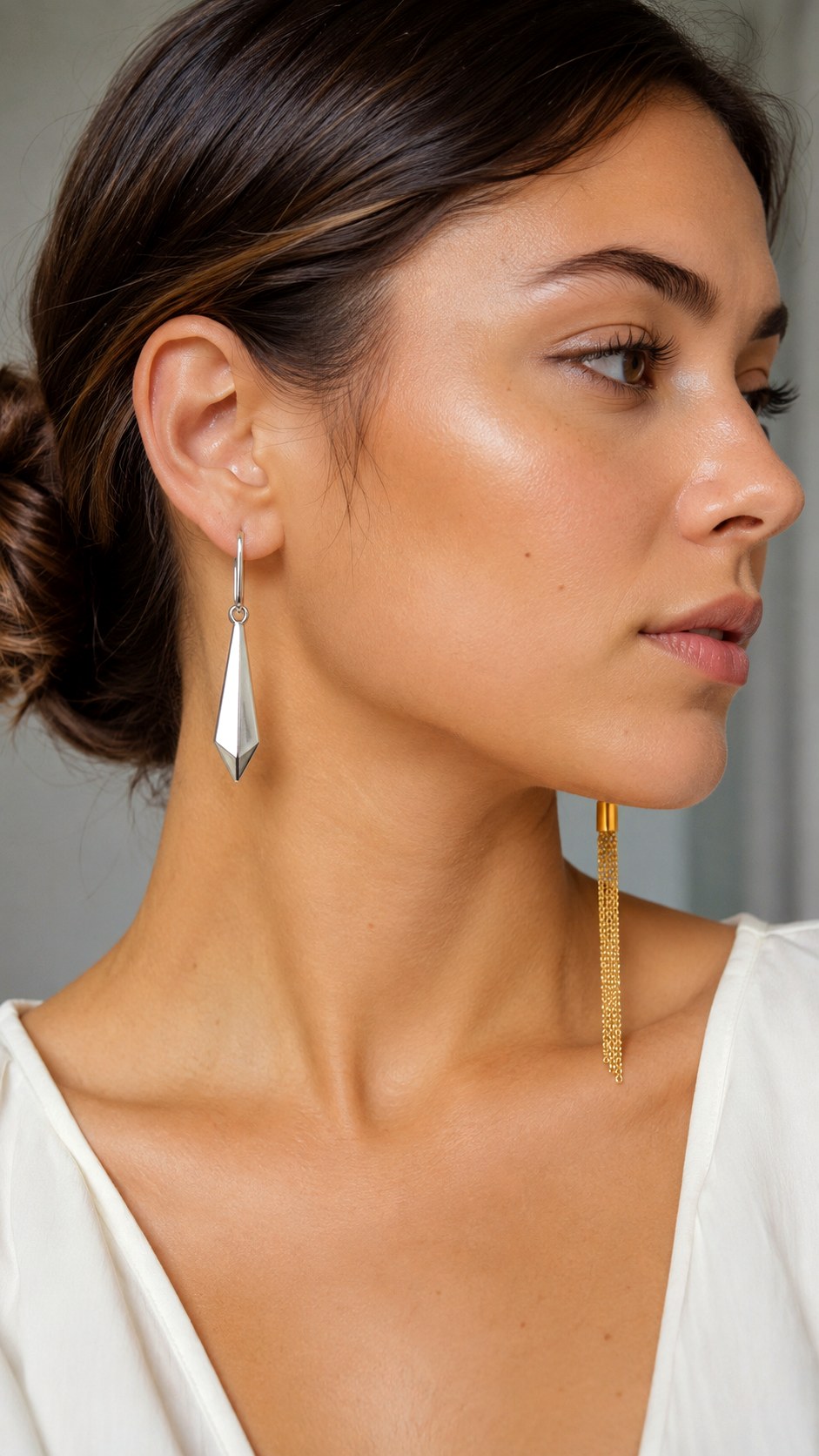 Asymmetric Gold Silver Drop Earrings - 24 gold and silver jewelery ideas