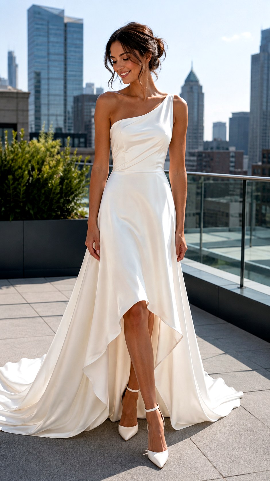 Asymmetrical Hemline Silk Dress - 22 Dream Wedding Simple Dresses Ideas