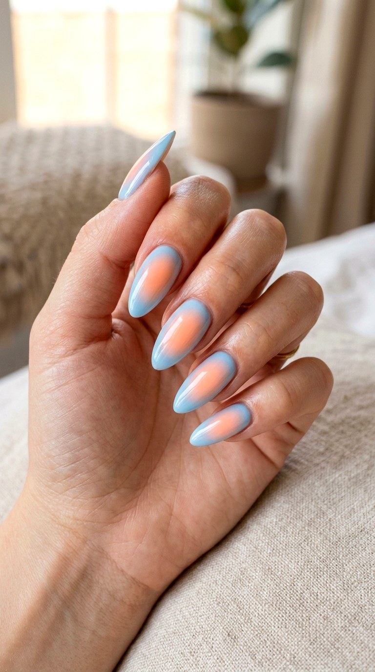 Aura Gradient Ombre Cloud Nails - 24 Summer Nail Design Inspo