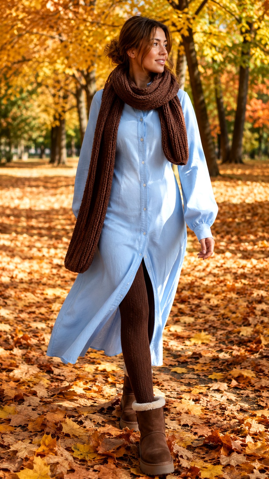 Autumn Tights Espresso and Sky Blue Shirt Dress - 25 Espresso & Sky Blue Shirt Dress Ideas