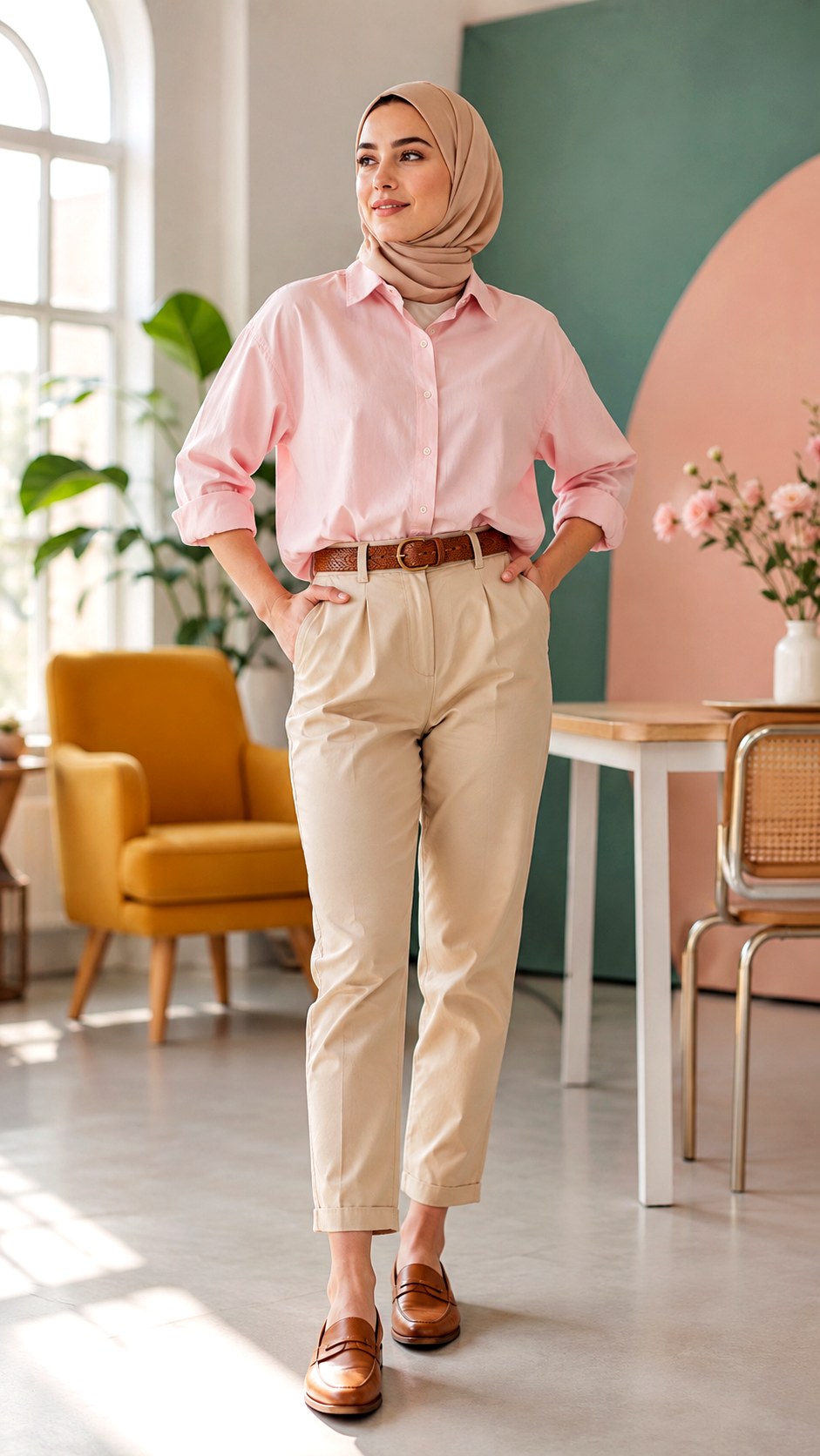 Baby Pink Button Down Shirt Hijab Style - 23 baby pink outfit hijab ideas