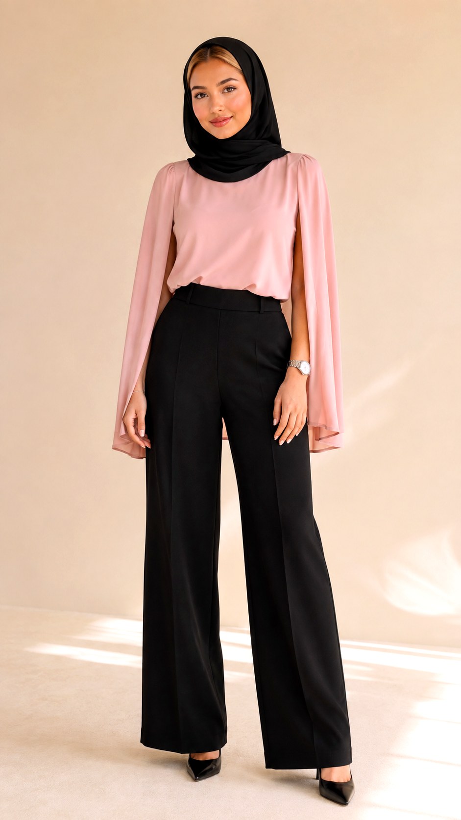 Baby Pink Cape Blouse Hijab Outfit - 23 baby pink outfit hijab ideas