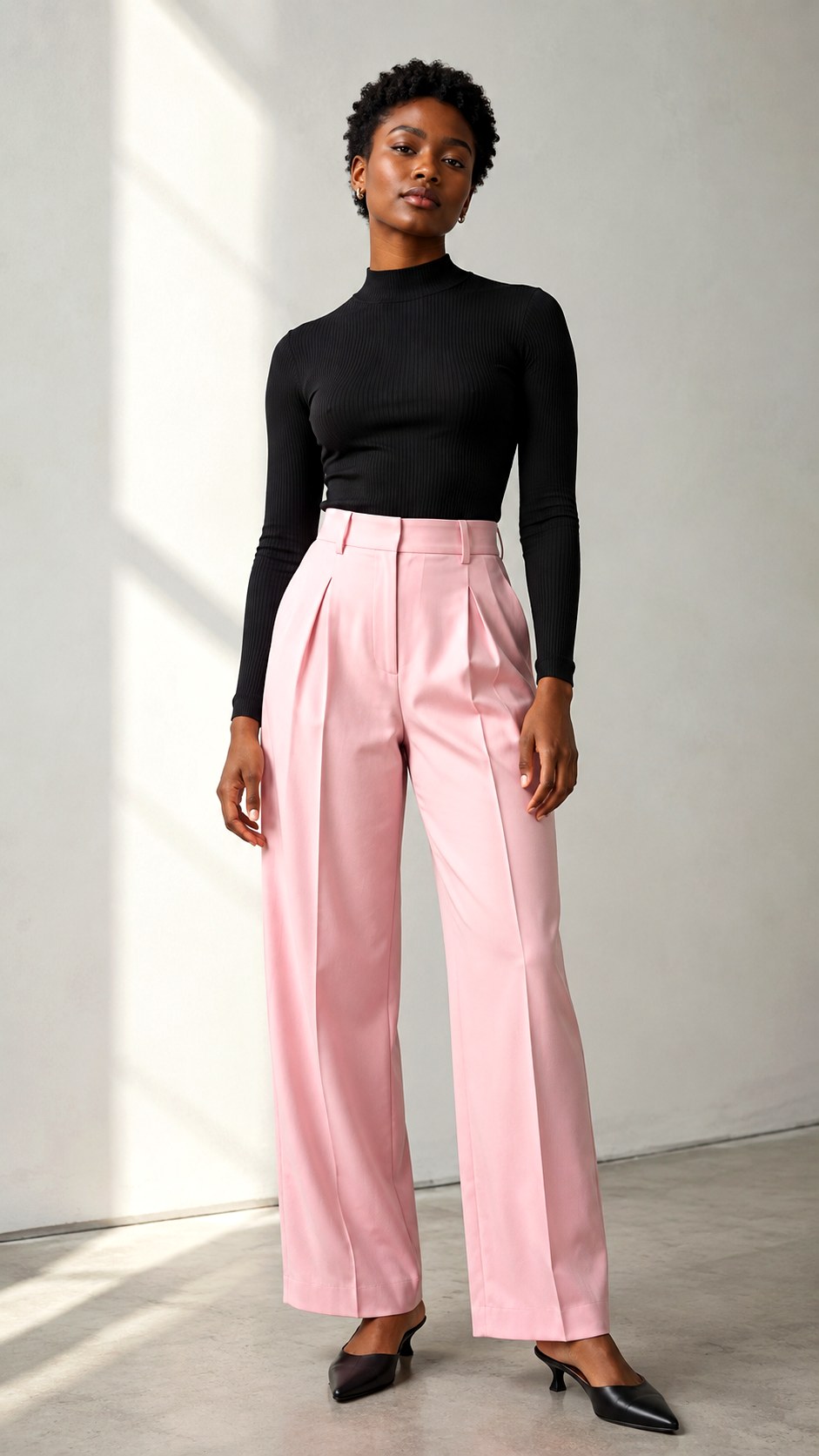 Baby Pink Pleated Trouser Knits - 25 baby pink outfit ideas
