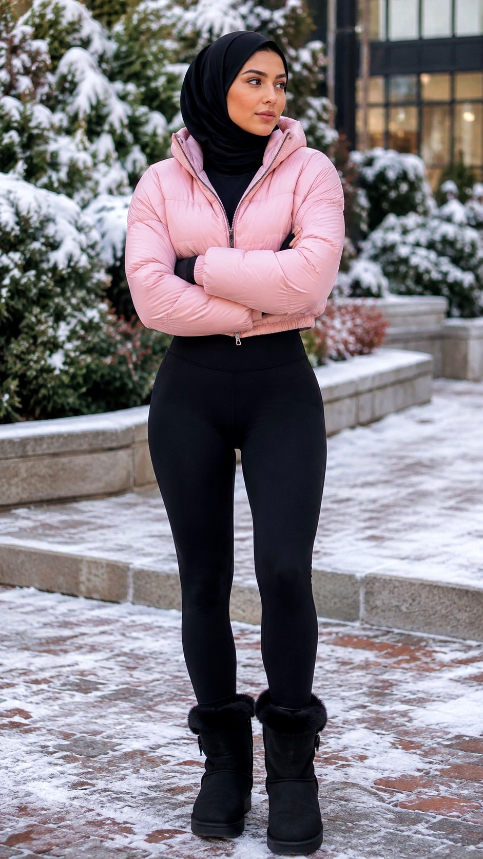 Baby Pink Puffer Jacket Hijab Outfit - 23 baby pink outfit hijab ideas