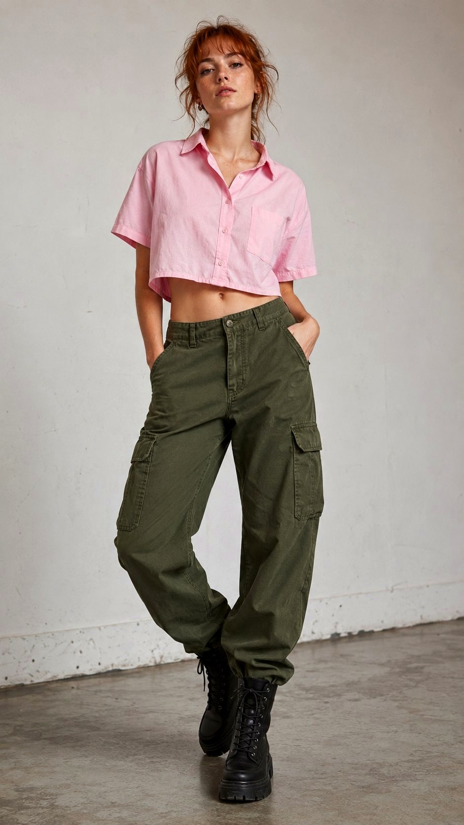Baby Pink Shirt Outfit With Cargo Pants - 20 baby pink shirt outfit ideas