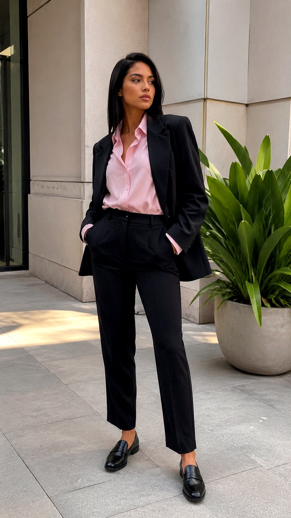 Baby Pink Top Layered Under Blaze - 24 baby pink top outfit ideas