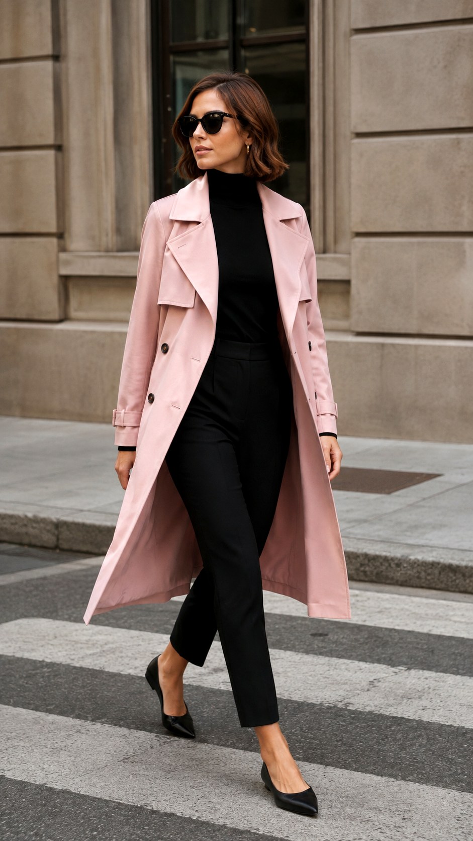Baby Pink Trench Coat Elegance - 25 baby pink outfit ideas