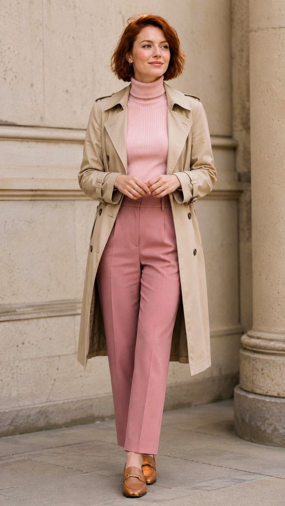 Baby Pink Turtleneck Layered Outfit - 21 baby pink outfit women ideas