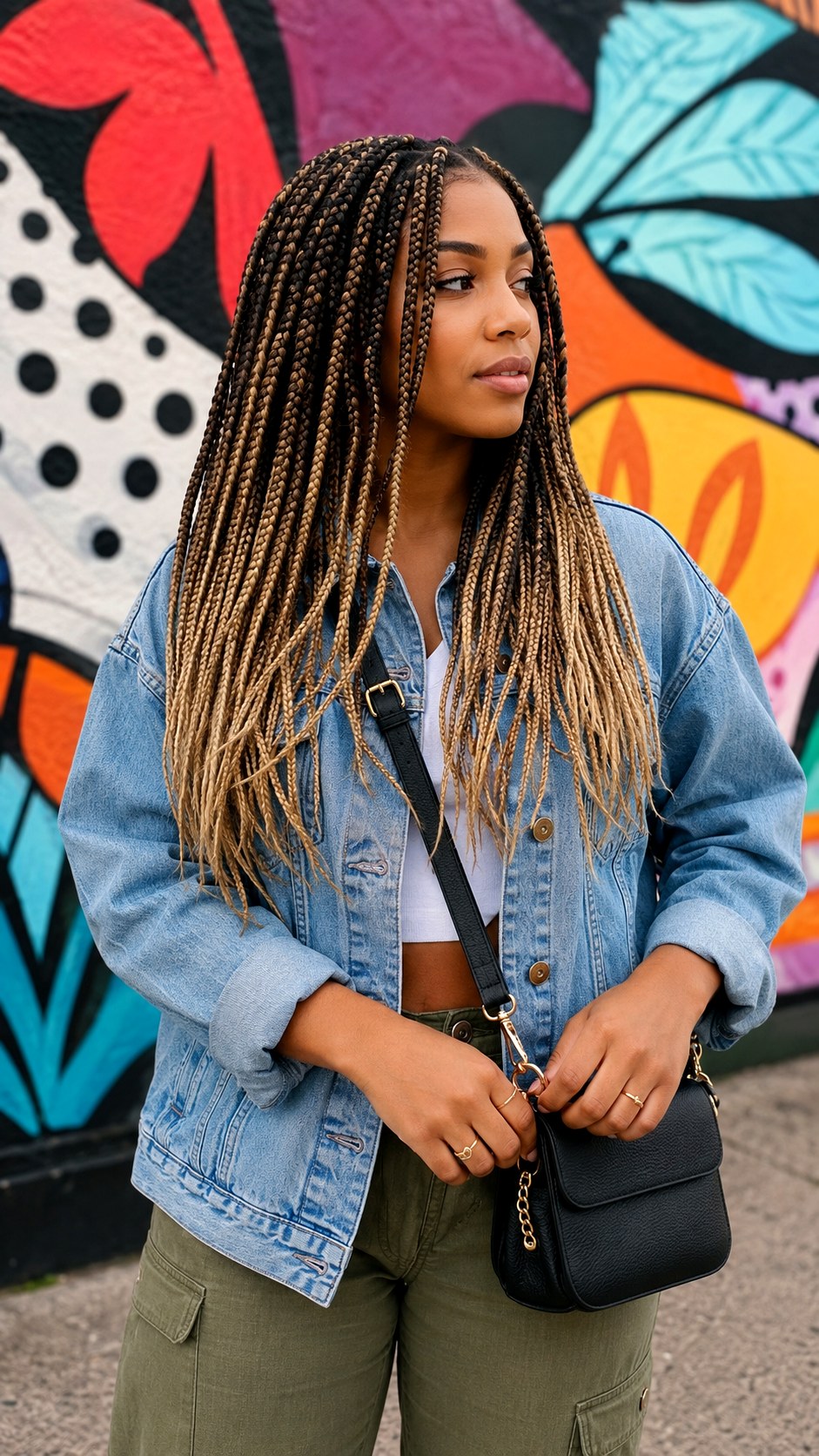 Balayage Bronde Box Braids - 24 natural hair color ideas