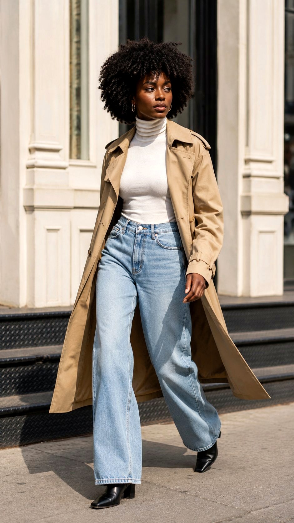Belted Trench Coat With Wide Denim - 23 italian street style women outfit ideas