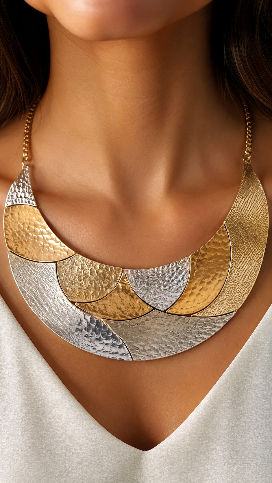 Bib Necklaces Combining Warm and Cool Elements - 24 gold vs silver jewelry ideas