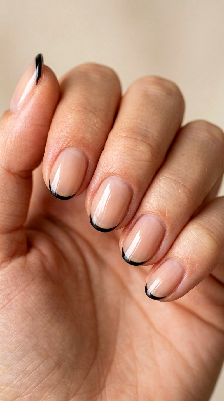 Black Minimalist Thin French Tip - 23 thin french tip nail art designs
