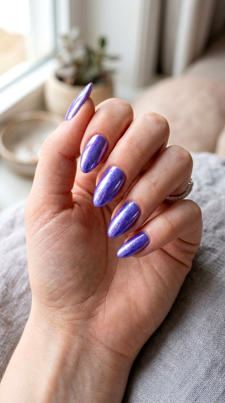 Blueberry Purple Chrome Glaze - 22 Glazed Donut Chrome Nail Ideas