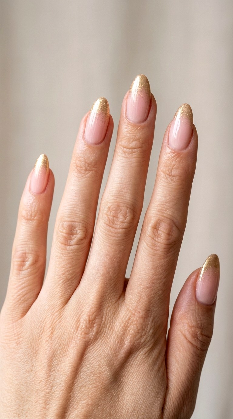 Blush Pink and Gold Ombre Frenh - 23 ombre french tip nail art designs
