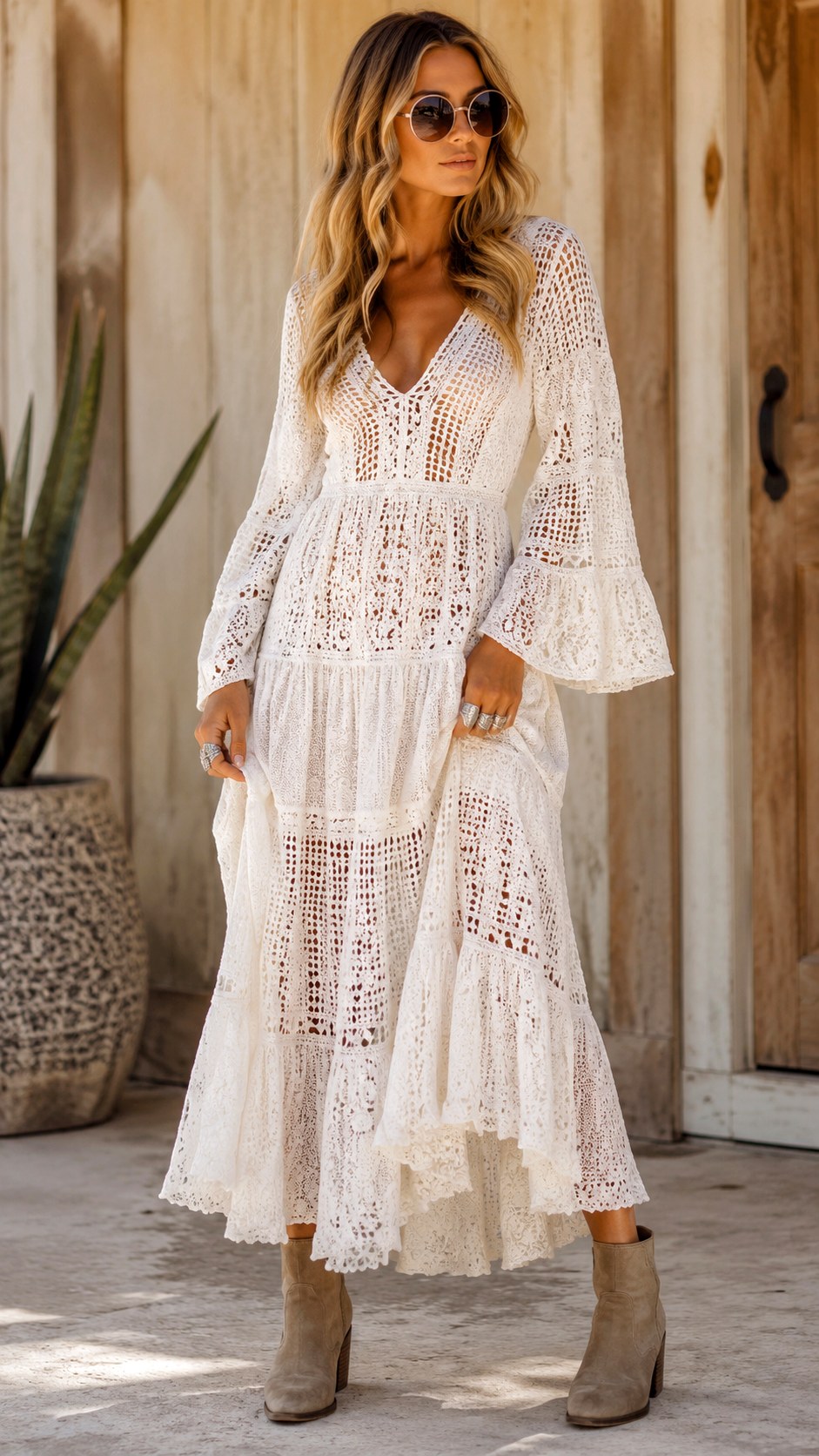 Boho White Summer Dress With Ankle Boots - 22 white summer dress outfit ideas