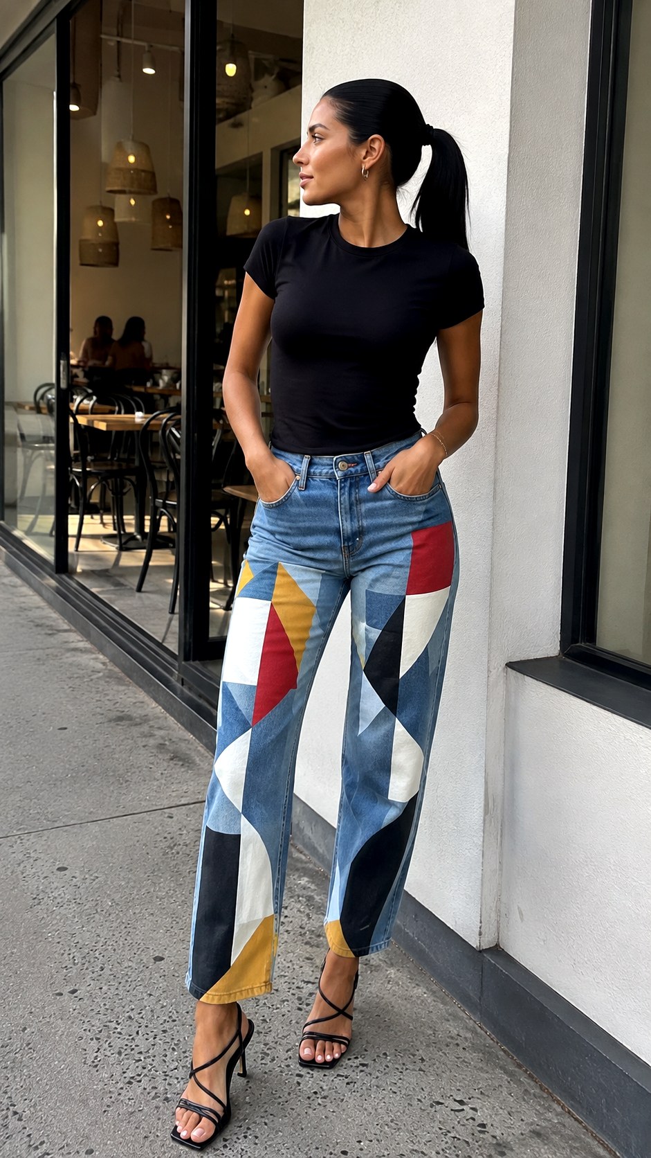 Bold Geometric Painted Jean Outfit Ideas - 23 painted jean outfit ideas