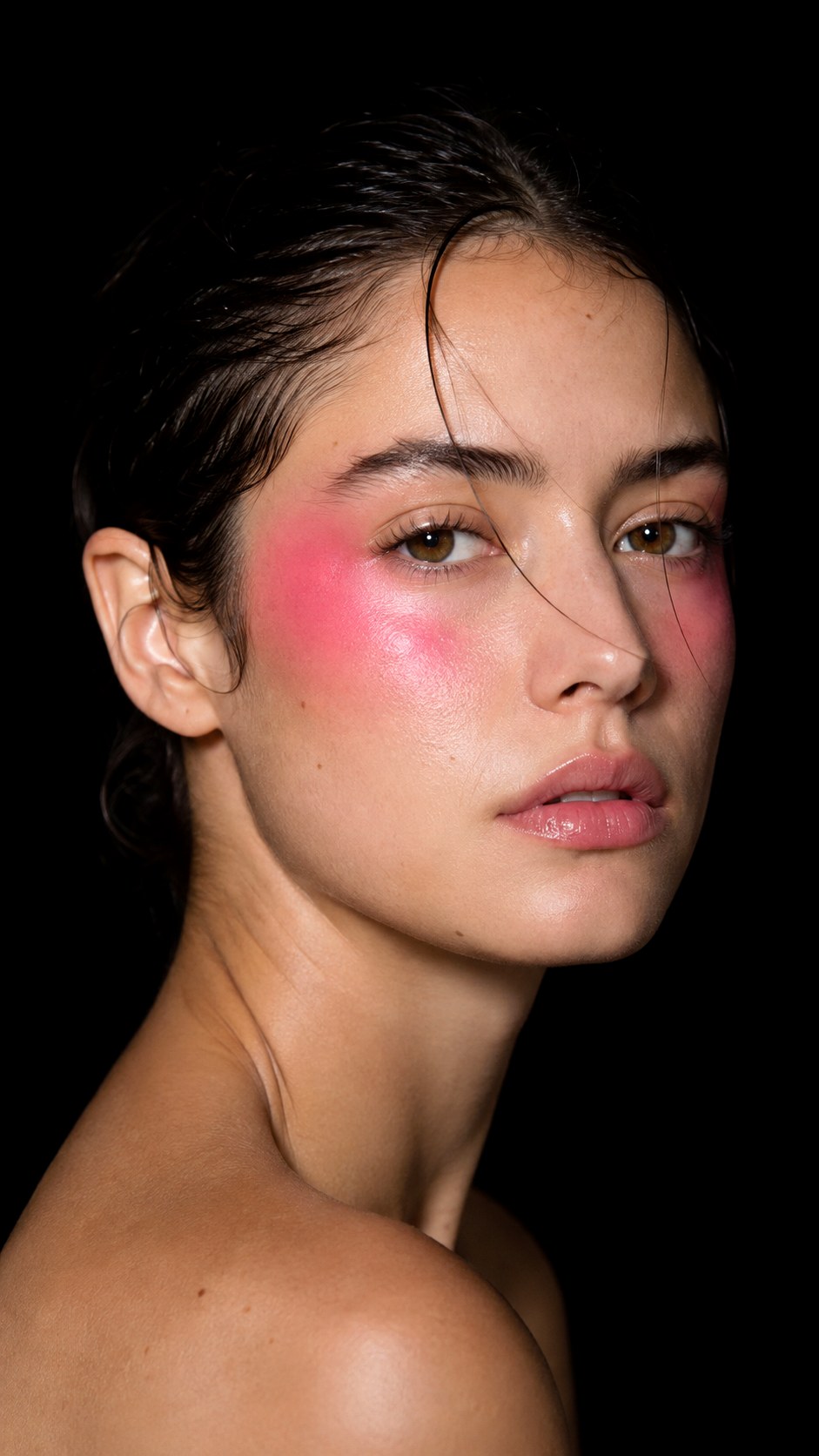 Bold Neon Pink Watercolor Cheek - 25 Jelly Blush Makeup Ideas