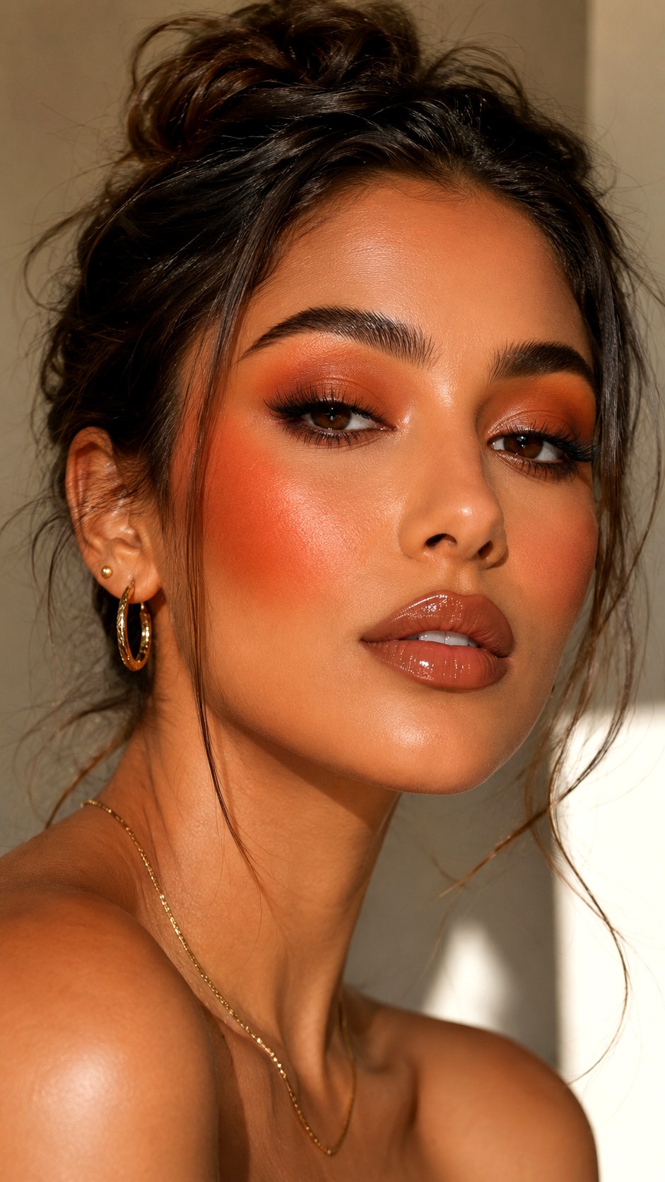 Bold Terracotta Latte Makeup Look - 24 Olive Skin Makeup Looks