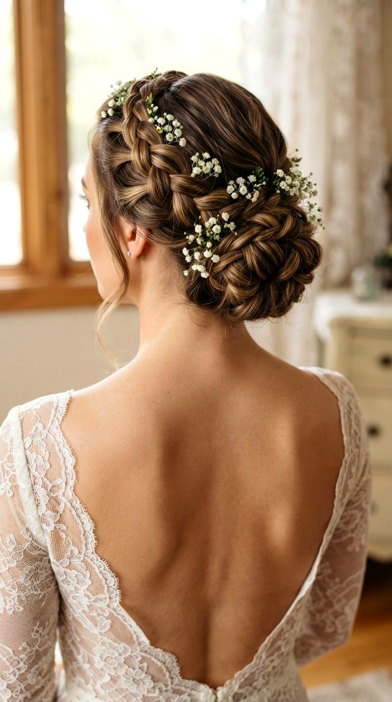 Braided Crown Low Bun - 20 prom bun hairstyles ideas