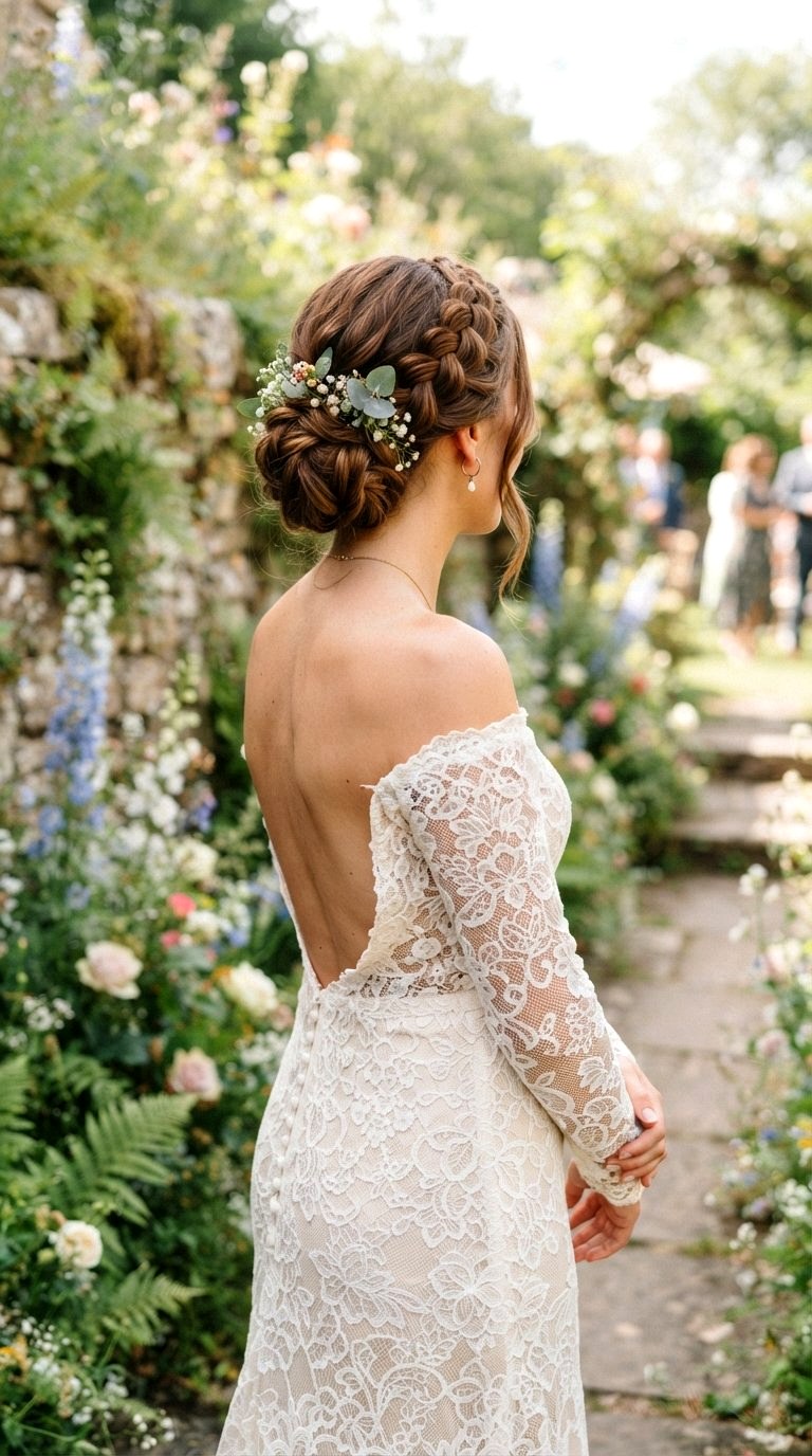Braided Crown Low Bun - 20 low bun hairstyles ideas