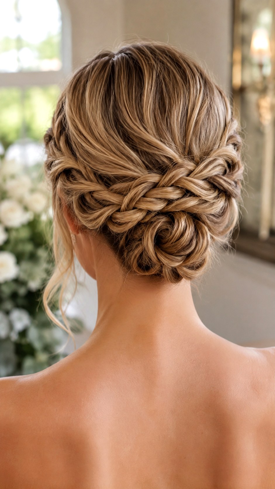 Braided Crown Low Updo Bun - 23 low bun prom hairstyles ideas