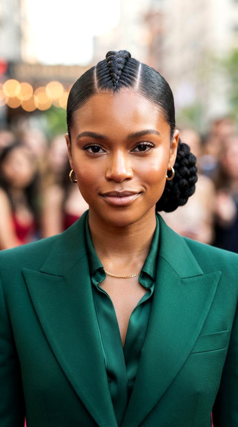 Braided Mohawk Low Bun Prom Look - 20 low bun prom hairstyles ideas