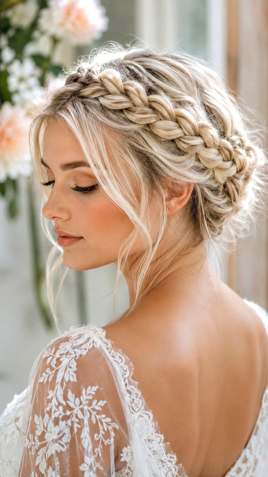 Braided Platinum Blonde Crown Updo - 23 Platinum Blonde Hair Ideas