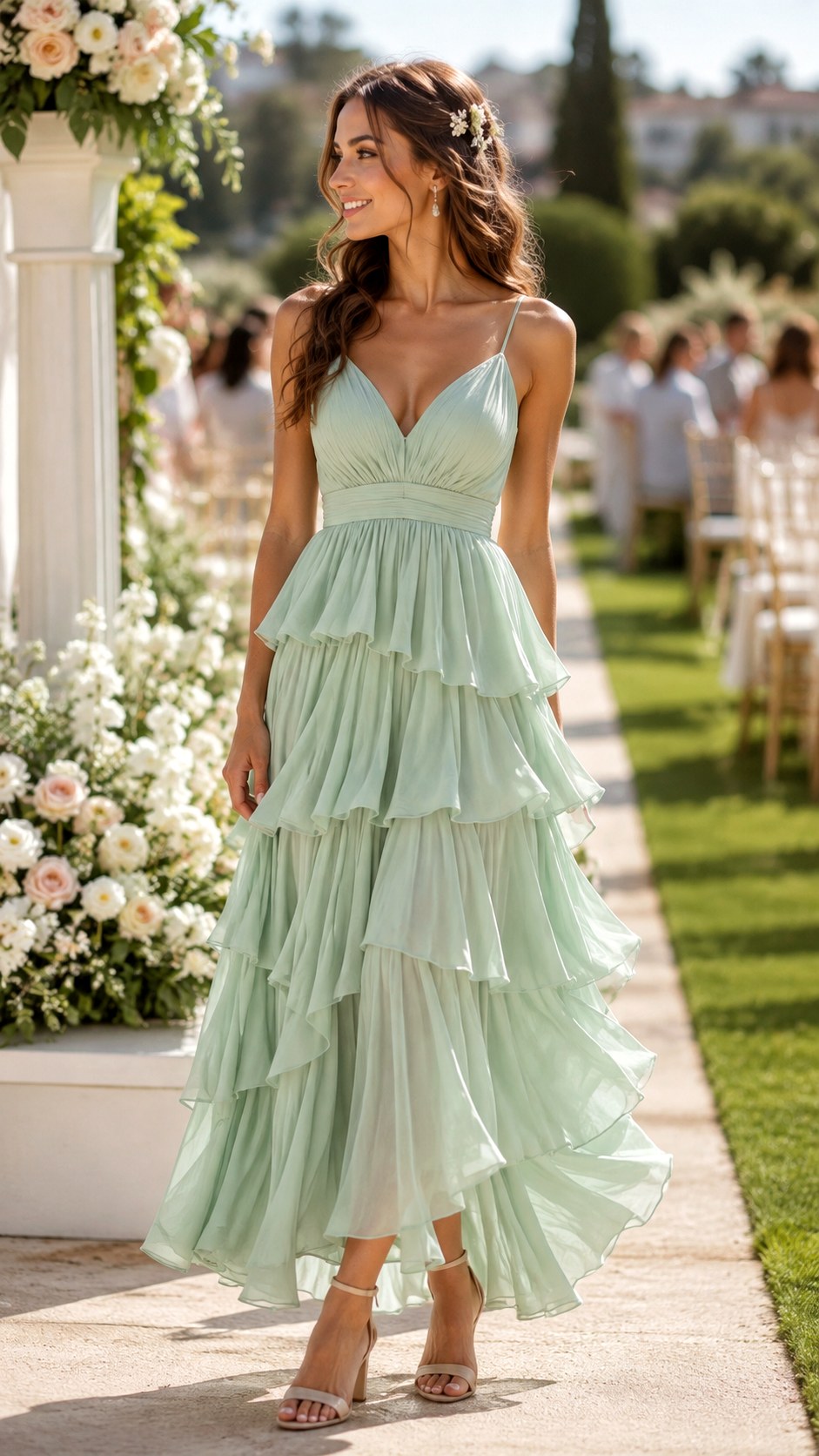 Breezy Tiered Ruffle Pastel Dress - 22 Summer Formal Dress Ideas