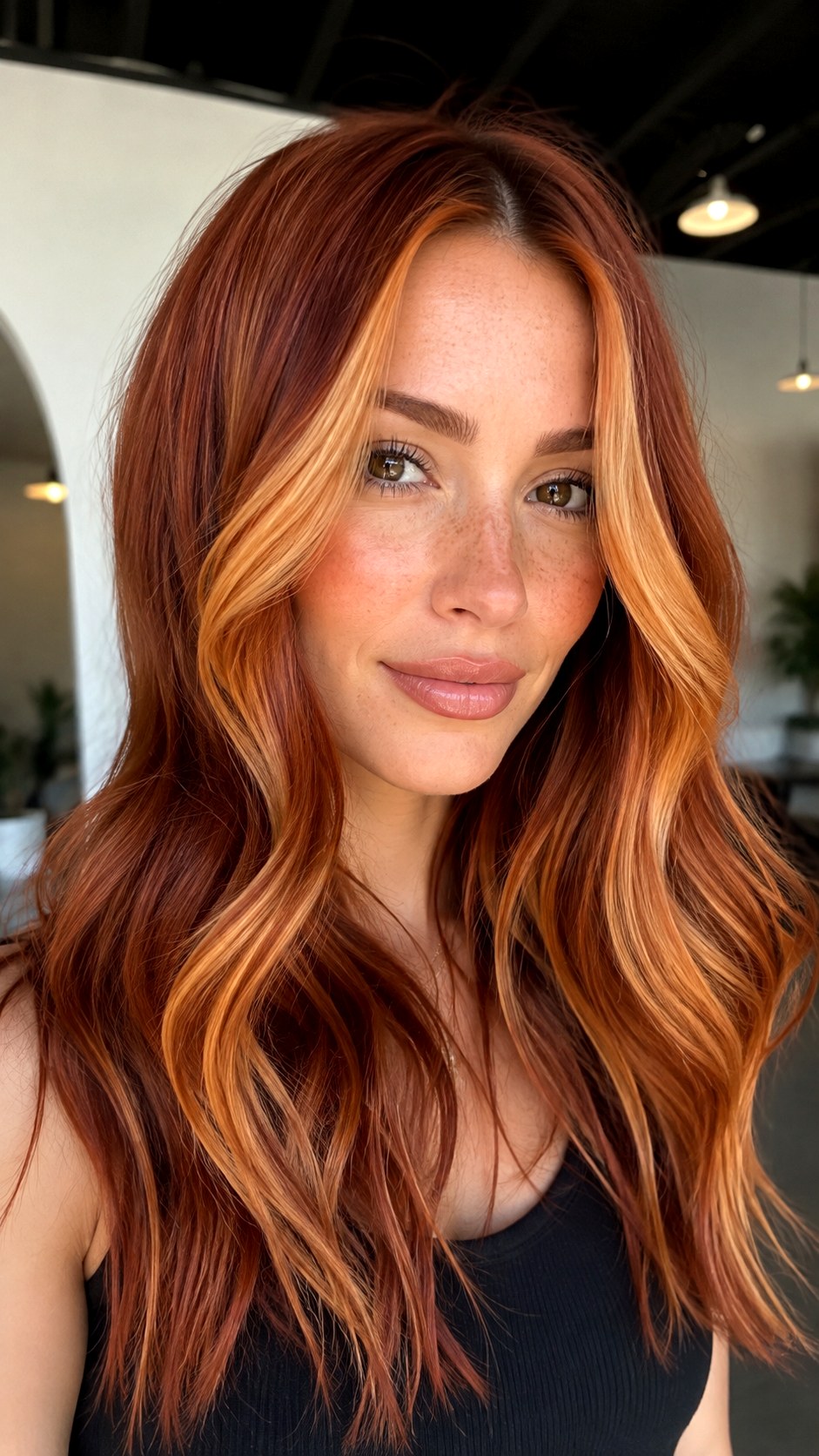 Bright Apricot Money Piece for Contrast - 25 Golden Apricot Hair Color Ideas