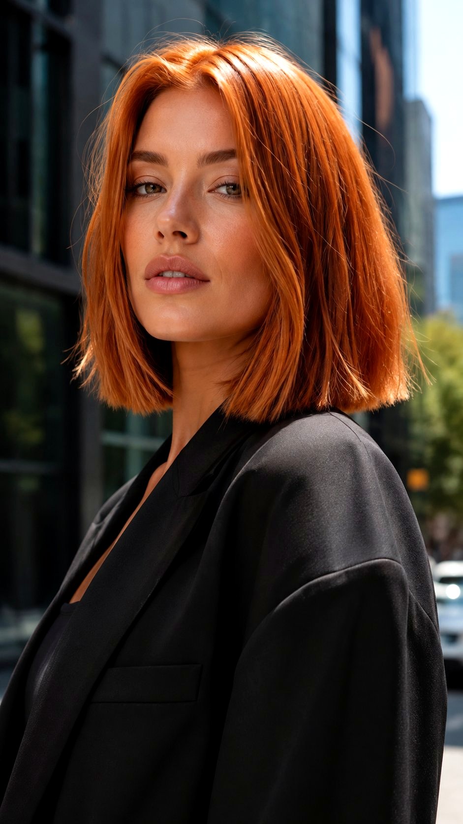 Bright Copper Strawberry Blonde Lob - 24 Strawberry Blonde Hair Ideas