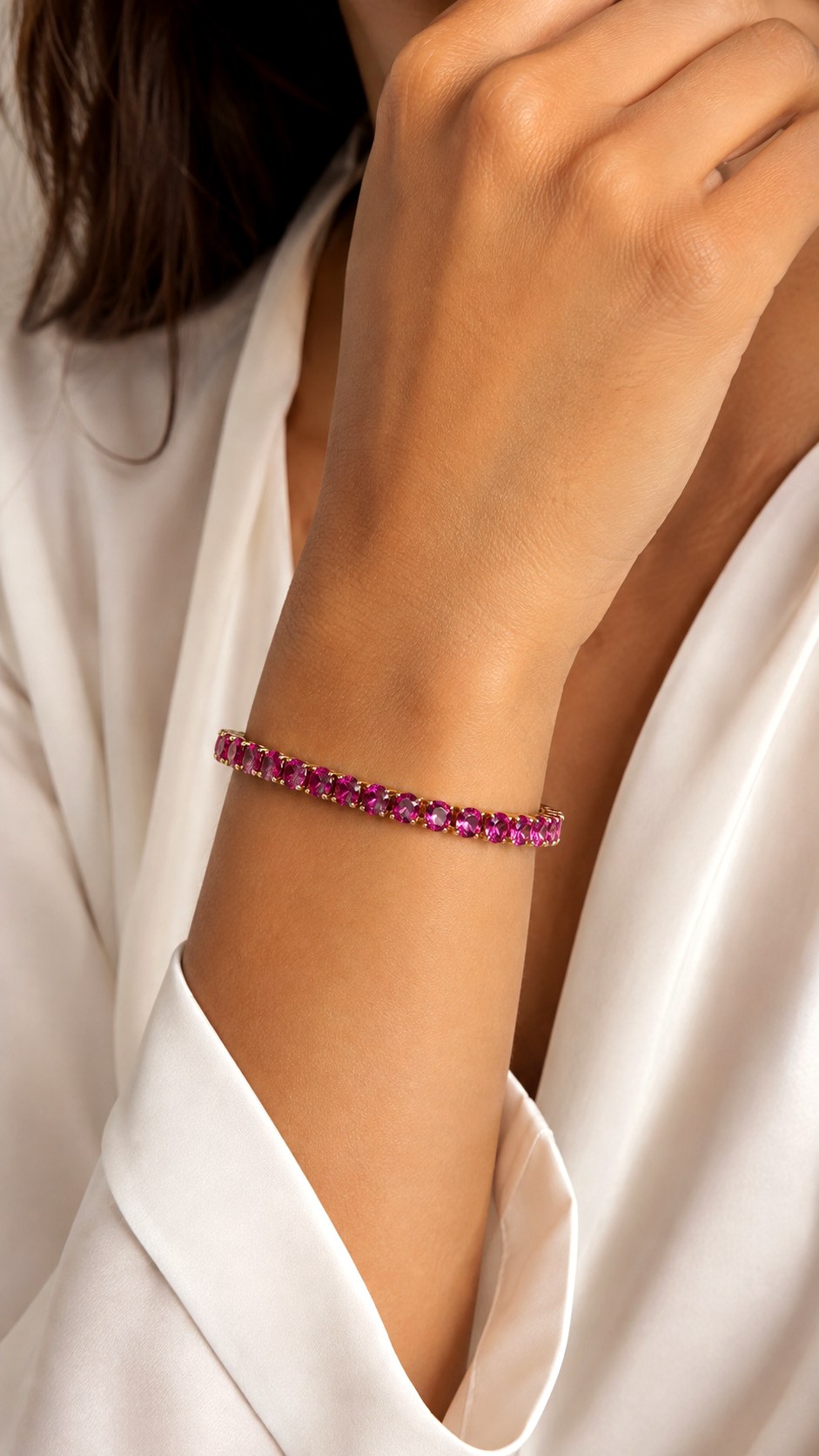 Bright Pink Rhodolite Garnet Tennis Bracelet - 23 color jewelry ideas