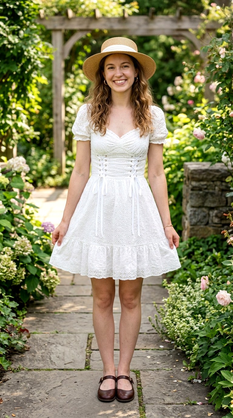 Broderie Anglaise Short White Sundress - 21 white sundress short ideas