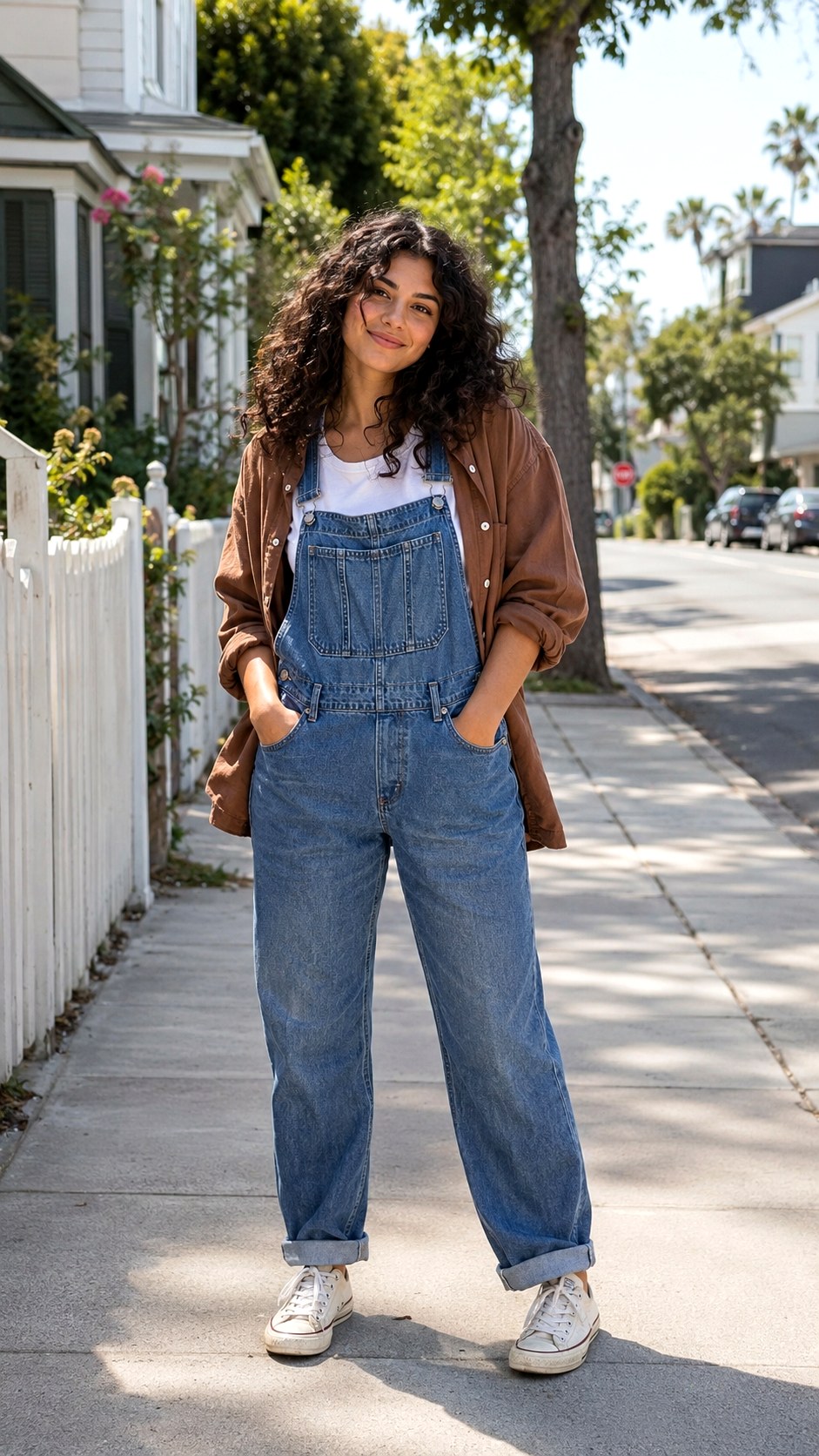 Brown Linen Shirt Under Overalls - 23 brown linen shirt outfit ideas