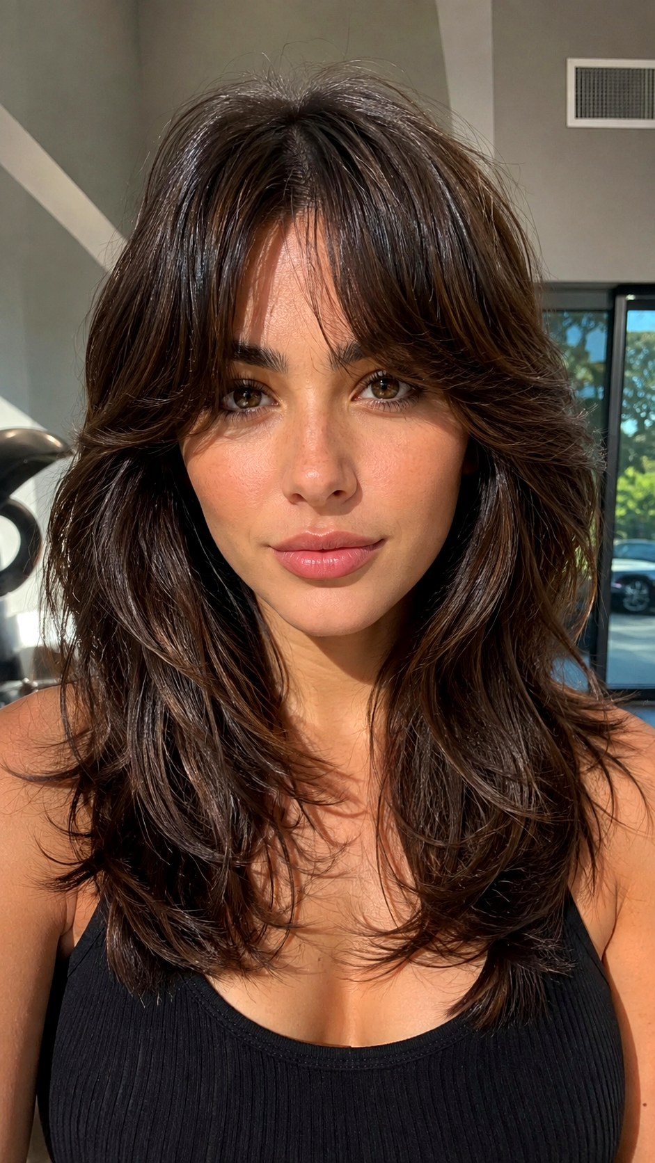 Brunette Curtain Bangs Wolf Cut - 25 long wolf cut hairstyle ideas