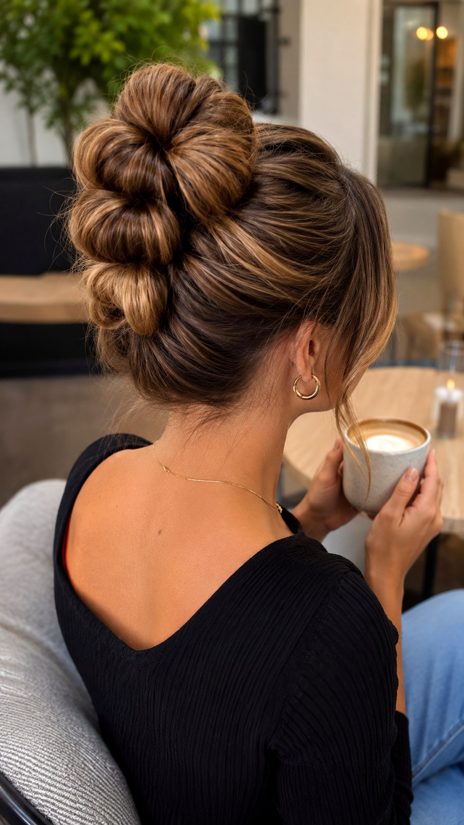 Bubble Textured Top Knot - 23 elegant bun hairstyles classy ideas