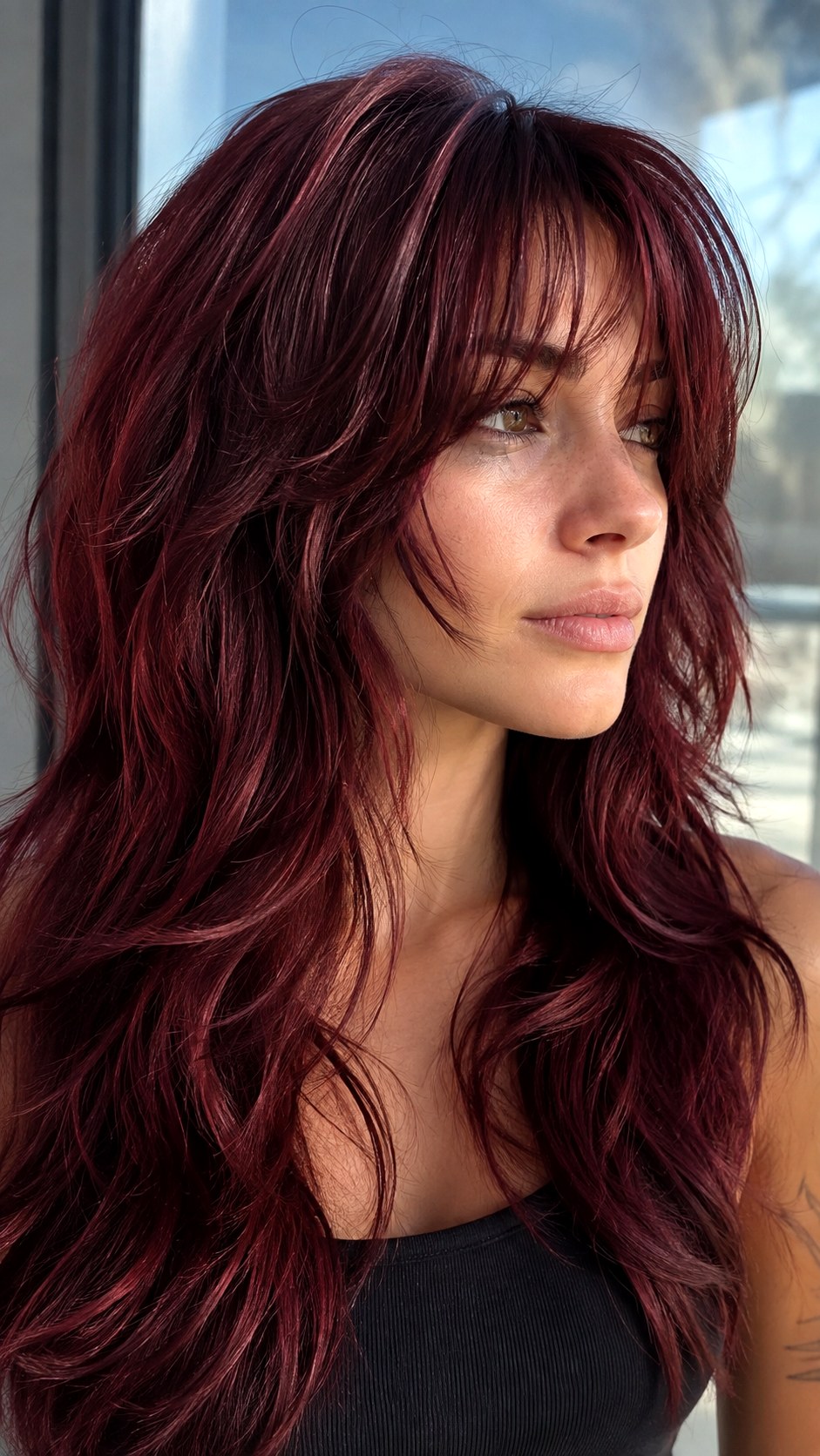 Burgundy Long Wolf Cut - 24 lond wolf cut hairstyle ideas