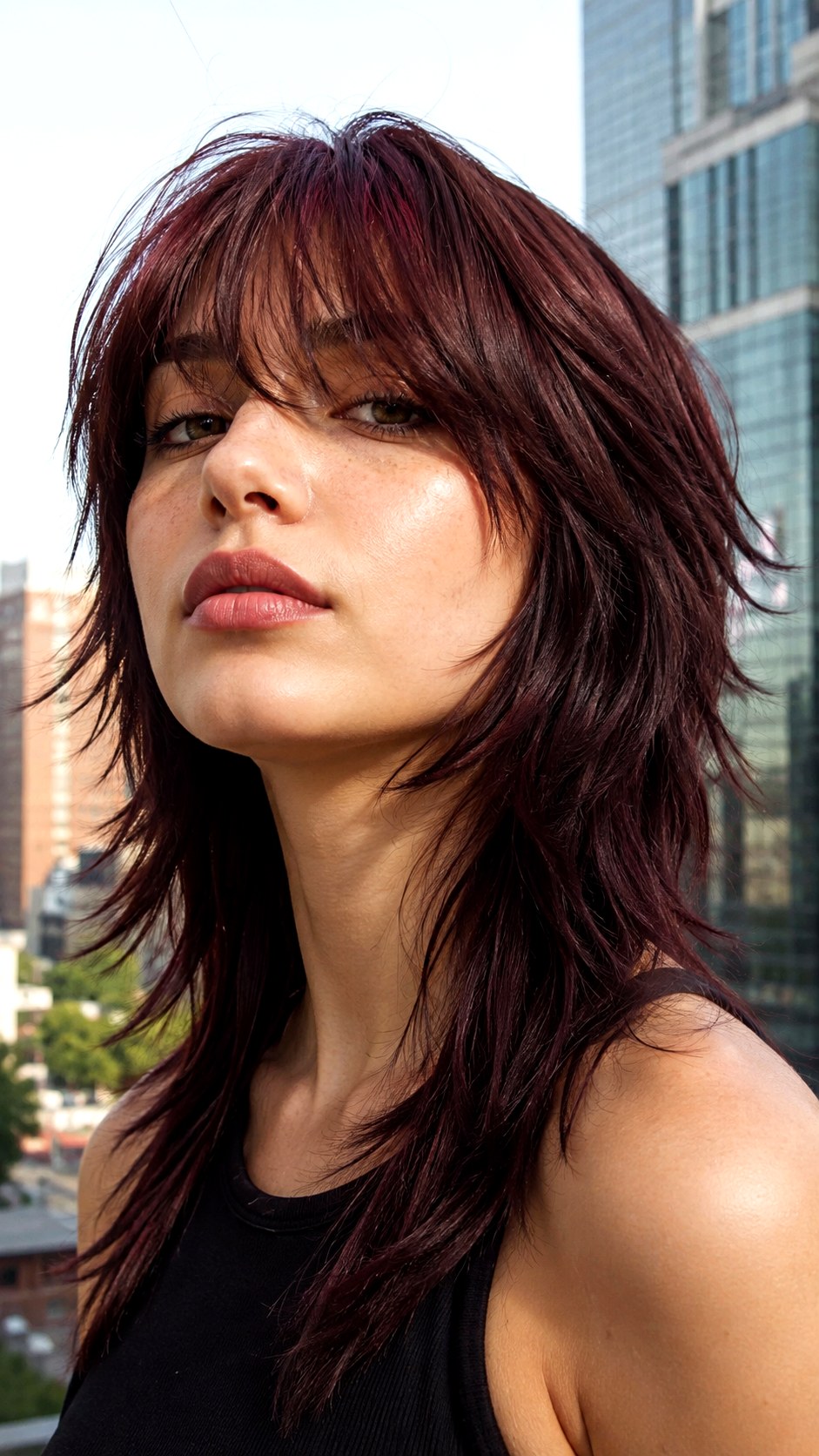 Burgundy Straight Wolf Cut - 20 straight wolf cut hairstyle ideas
