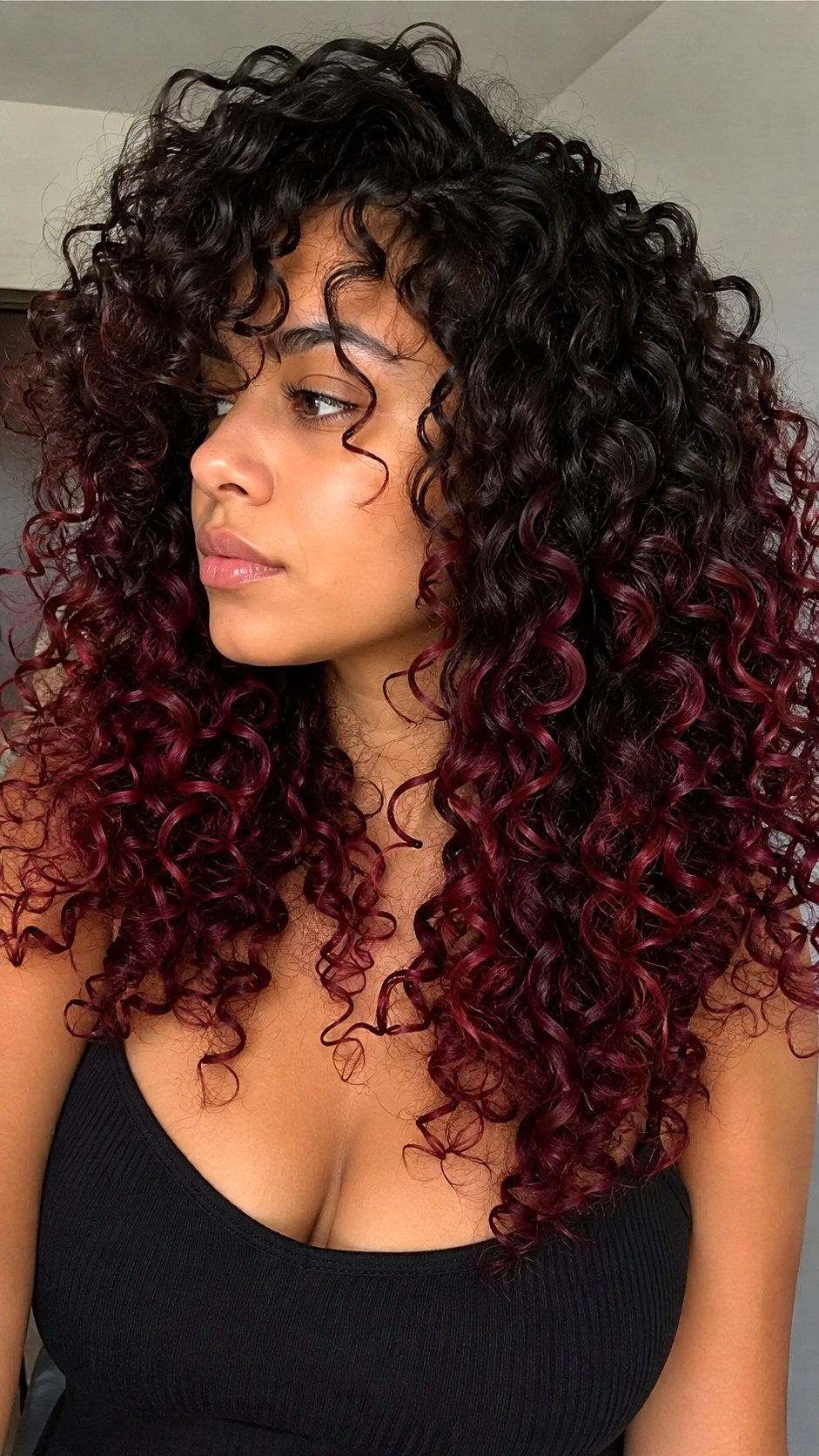 Burgundy Velvet Underlights for Curls - 25 Curly Hair Color Ideas