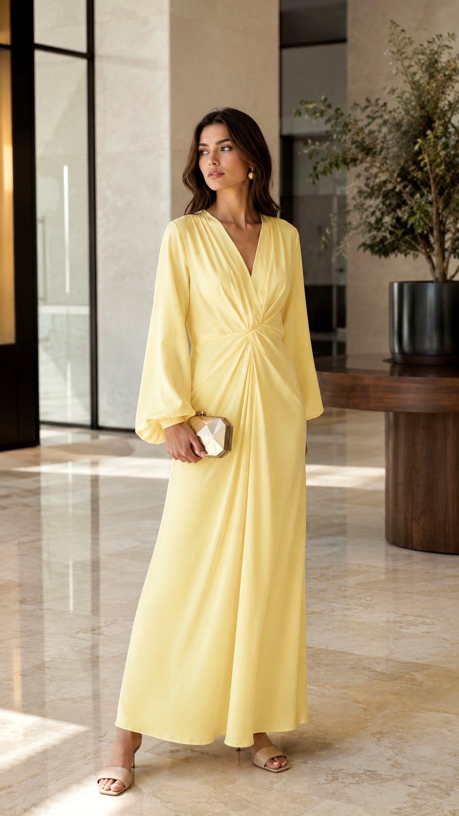 Butter Yellow Pleated Maxi Dress - 21 Butter Yellow & Soft Sage Maxi Dress Ideas