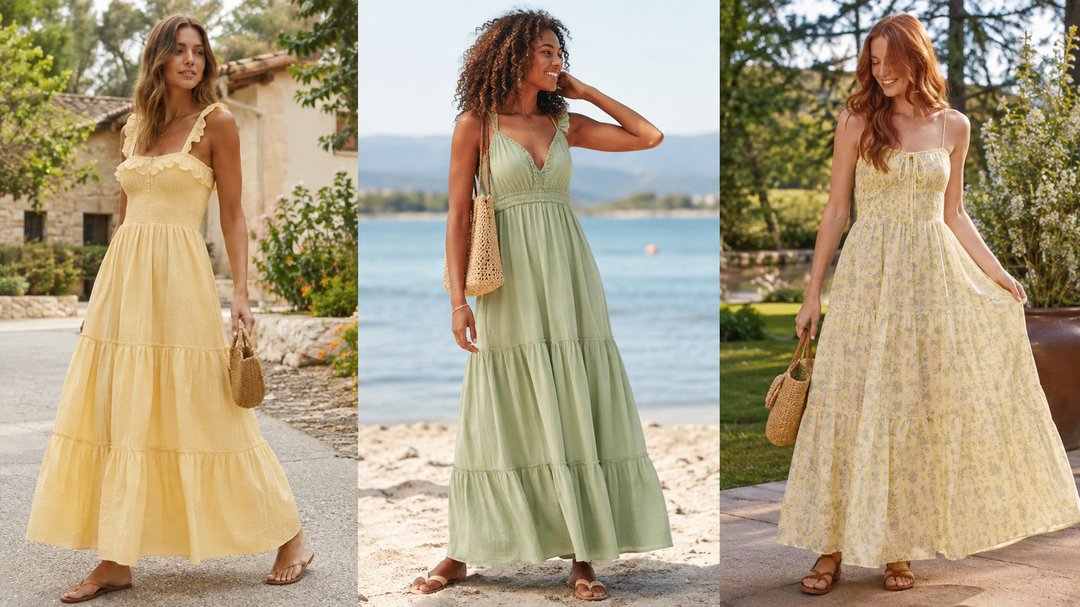 Butter Yellow & Soft Sage Maxi Dress Ideas