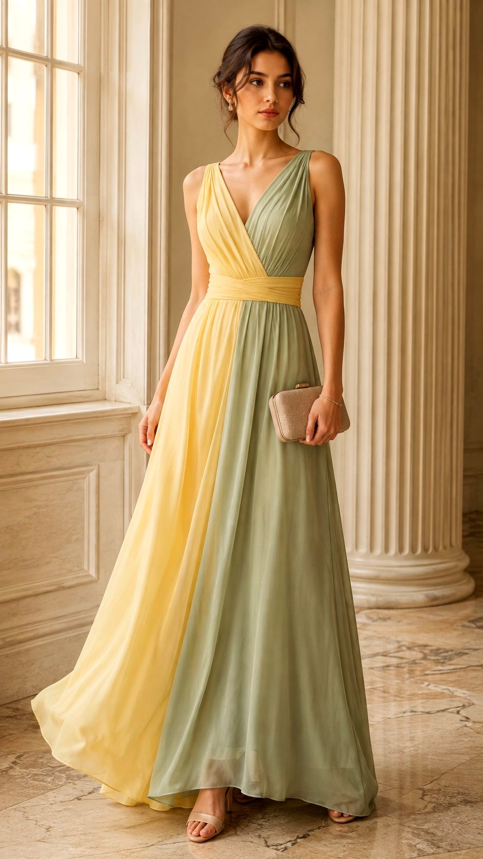 Butter Yellow and Sage Combo Maxi - 21 Butter Yellow & Soft Sage Maxi Dress Ideas