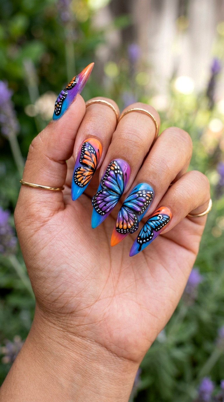 Butterfly Wing D Layered Details - 24 Summer Nail Design Inspo