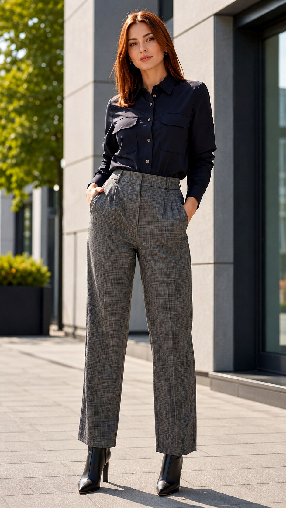 Buttoned Utility Shirt Trousers - 22 utility shirt outfit ideas