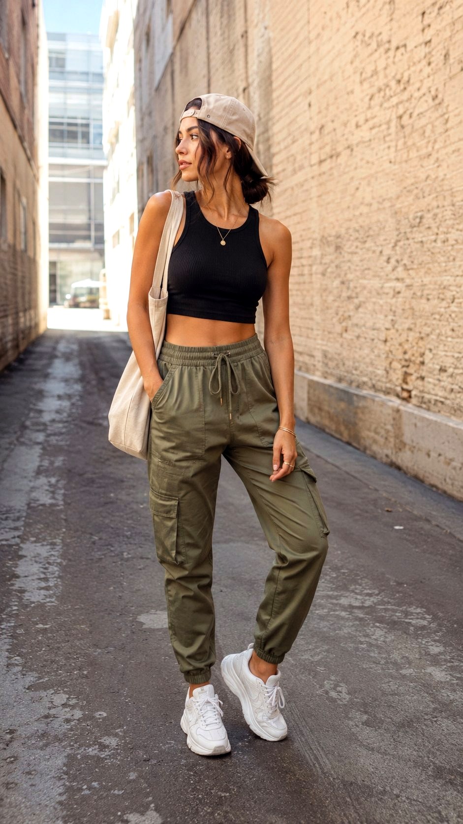 Cargo Pants and Ribbed Crop Top - 22 Summer Outfit Ideas