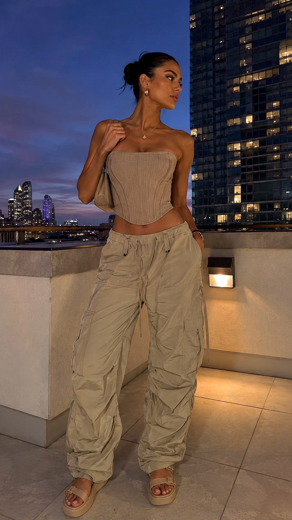 Cargo pants with Fitted Corset Top Ensemble - 22 Cargo Pants Outfit Ideas
